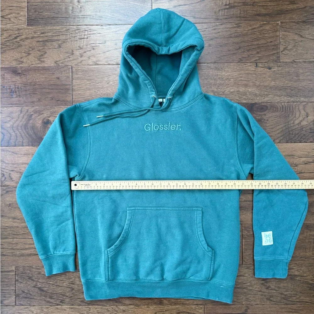 GUC Glossier Limited Edition Embroidered Soft Sage Teal Hoodie - Picture 7 of 8